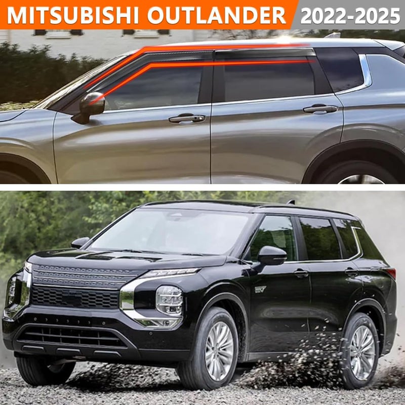 LONGKEES 4 Pieces in-Channel Extra Durable Rain Guards Fit for 2022-2025 Mitsubishi Outlander, Window Deflectors, Window Visors - Image 2